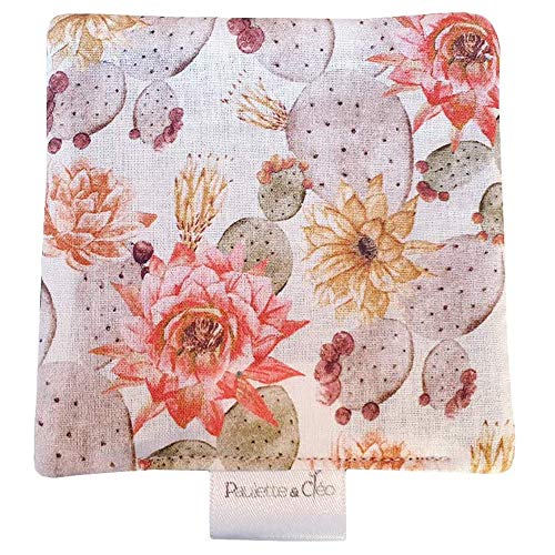 Paulette & Cléo - X5 Toallitas Desmaquillantes Reutilizables | Algodones Reutilizables | Toallitas Lavables 10 x 10 CM | Discos Reutilizables | Hecho a mano | Tela de Algodón con Cactus