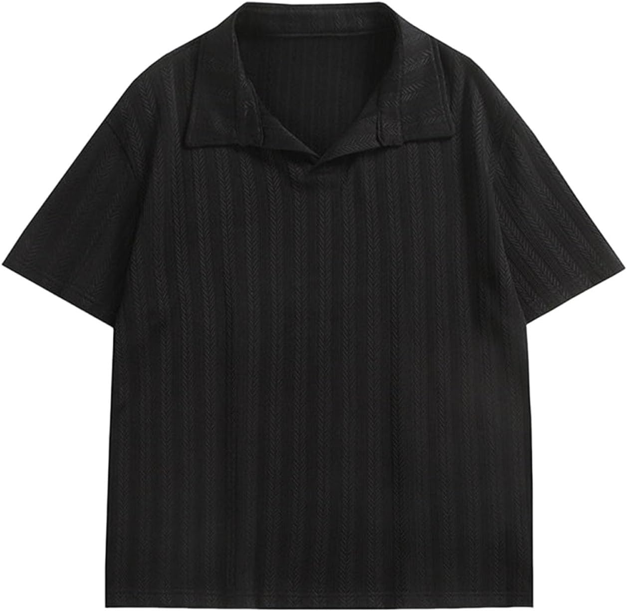 Mens Collared Shirt Textured Knit Tops Casual Short Sleeve Shirts Summer Vacation Tee Beach Stretchy Golf Shirts