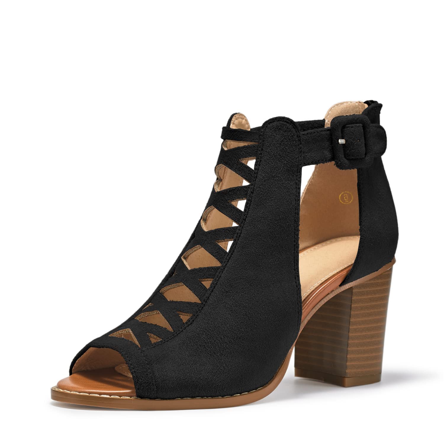 UOQAPRE Chunky Heeled Sandals for Womens Bohemian Cutout Open Toe Summer Block Womens Heeled Party Dress Sandals