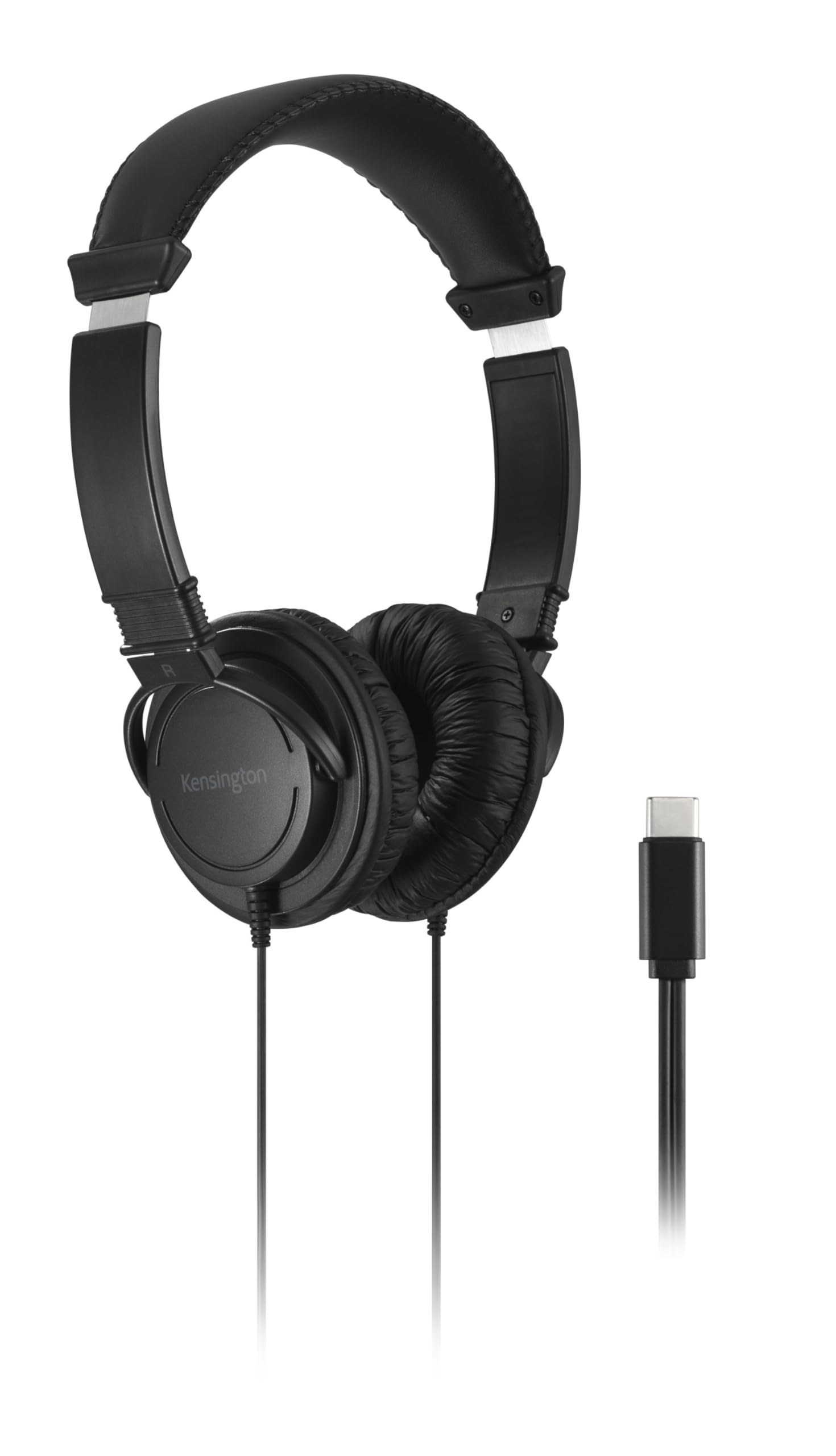 Kensington Classic EQ USB-C Headphone, 6 ft (1.8m) Nylon Braided Cord, for School, Kids, Adults, Padded Adjustable Headband, Black (K97456WWB)