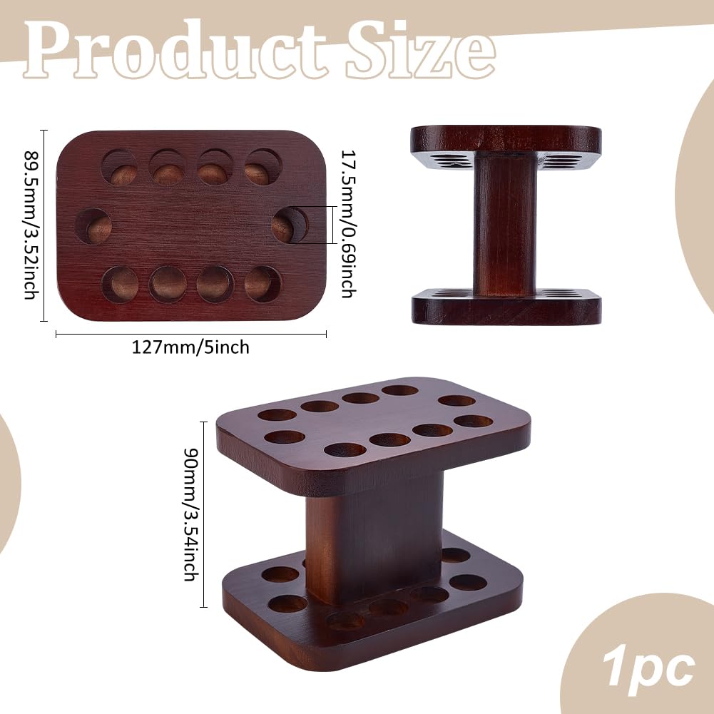 FINGERINSPIRE Portalápices de madera marrón coco con 10 agujeros rectangular organizador de escritorio para bolígrafos, pinceles de pintura, lápices de colores, marcadores, papelería de oficina