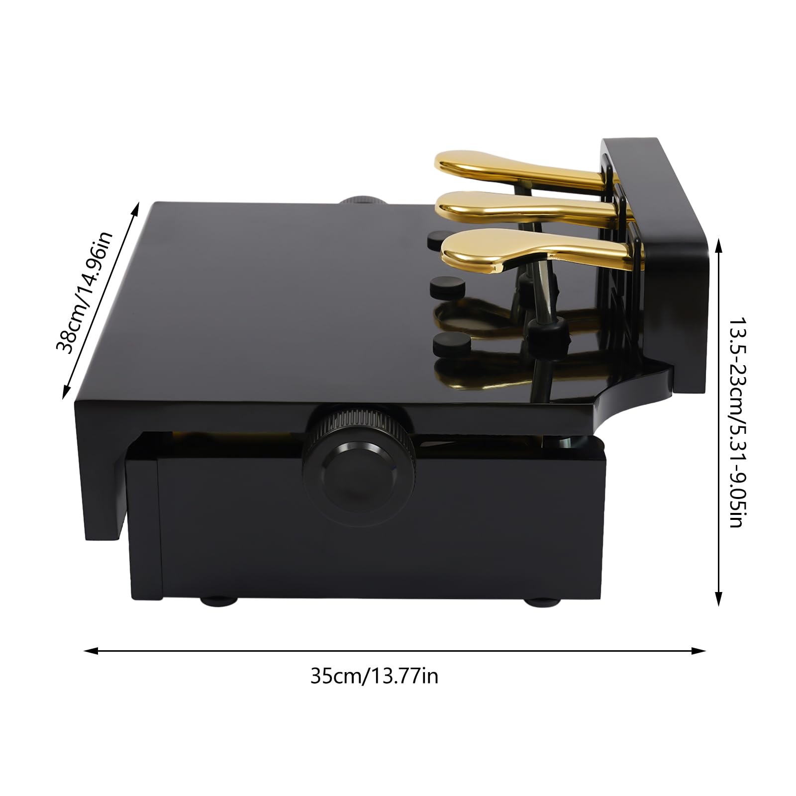 Extensión de pedal de piano, negro, 110 kg, capacidad de carga de 13,5 – 23 cm, altura ajustable, bajo ruido, pedal elevador con 3 pedales para niños de 4 a 12 años, eléctrico acústico