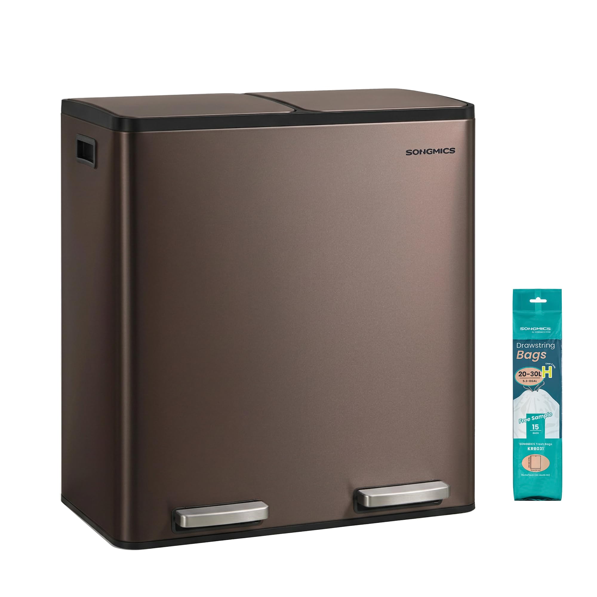 SONGMICS Trash Can Brown ULTB160MZ01