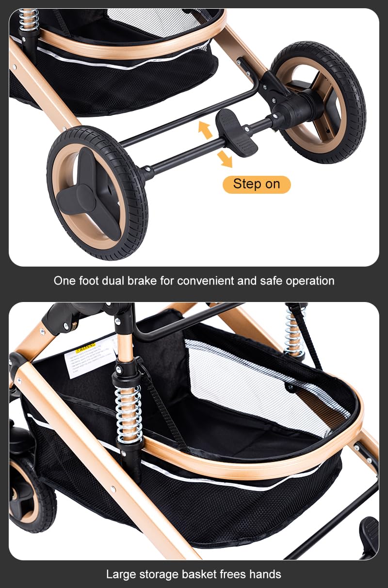 ALYIKOU trio passeggino neonati in offerta 3 in 1，pieghevole trio，Con la borsa mamma trio passeggino neonati，Pneumatici in gomma，25kg
