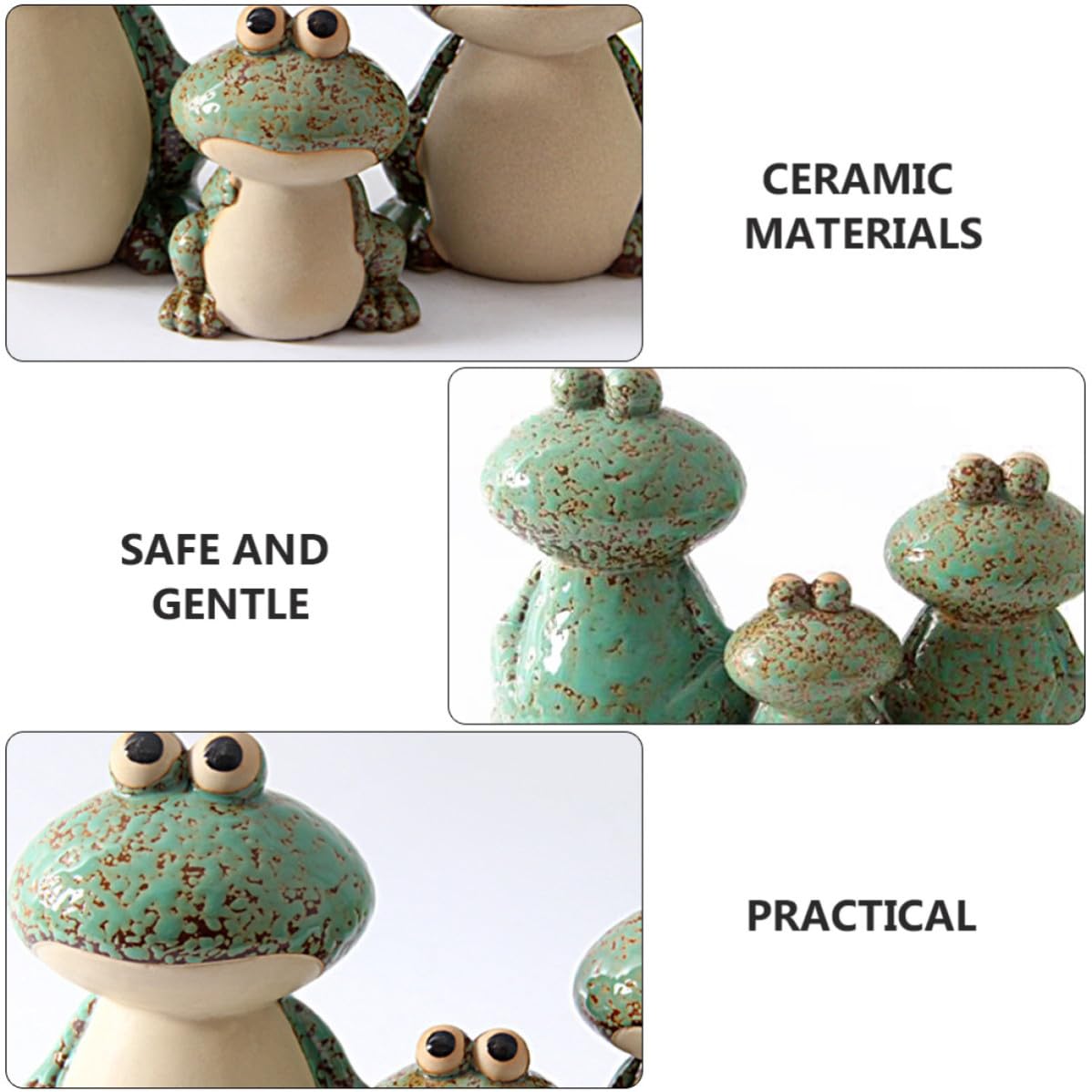 Yardenfun 1juego Figuras Decorativas de Cerámica Forma de Ranas Verdes para Escritorio Adorno Creativo para Hogar y Oficina Estatua de Cerámica Suave y Vistosa