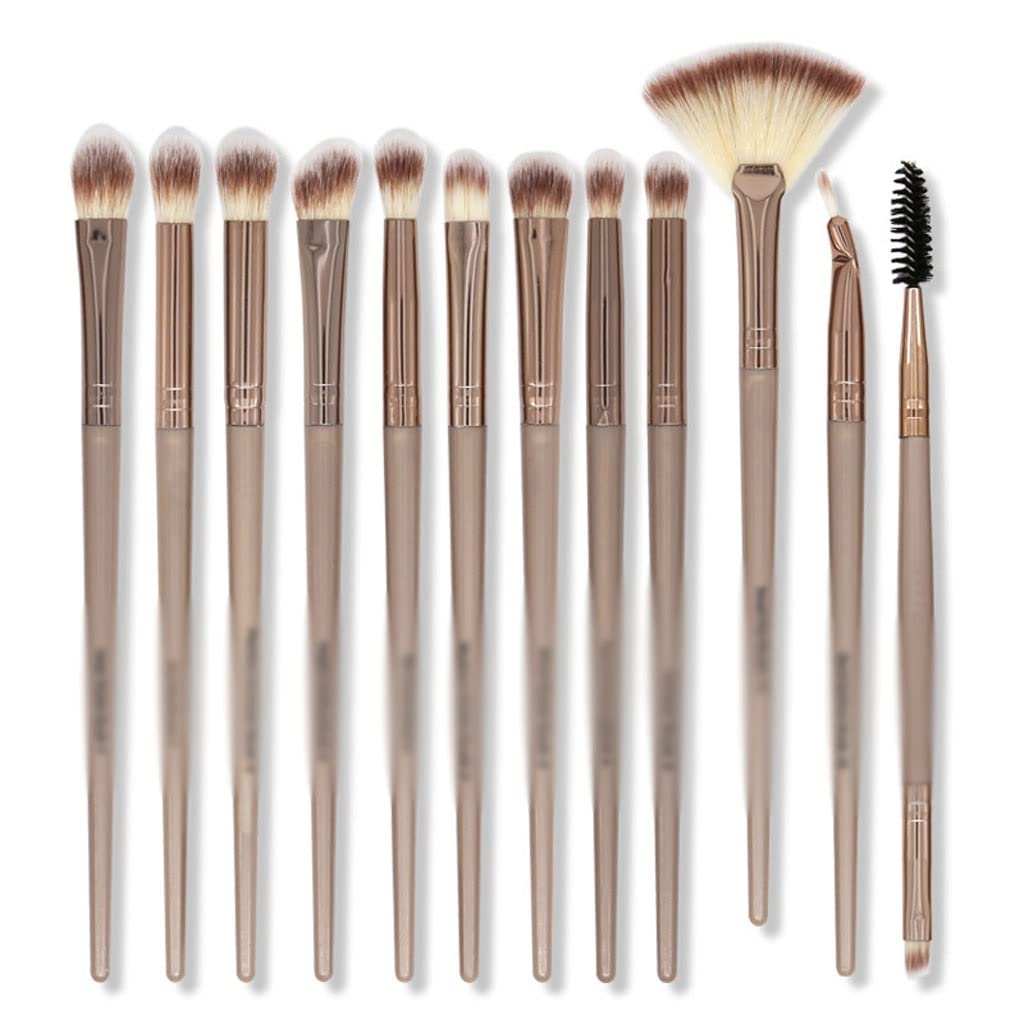 Set di 12 pennelli per Il Trucco degli Occhi con setole morbide, Pennello per ombretto, Pennello per Eyeliner e per Dettagli del Naso (E 1)
