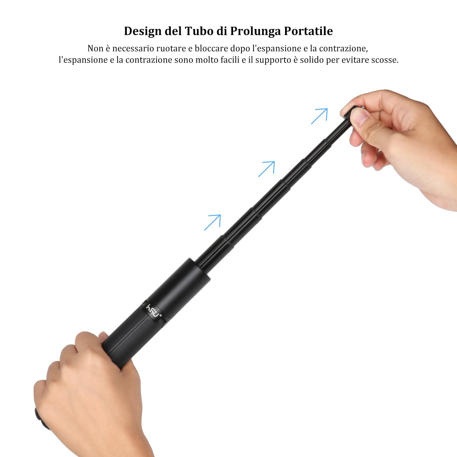 HSU Bastone invisibile per selfie Insta 360, 2 in 1, con treppiede, per Insta 360 X5/X4/X3/ONE X2 Hero 13 Hero 12, 120 cm, colore: nero