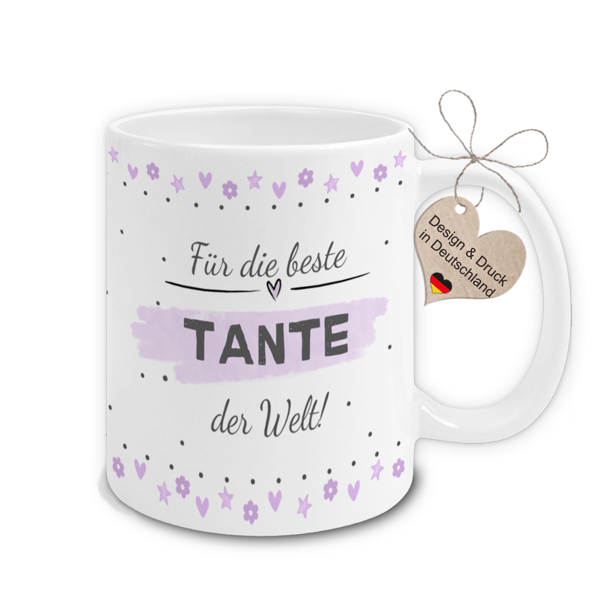Maus-Design Tasse Für die beste Tante der Welt | liebevolles Geschenk zum Geburtstag oder Muttertag oder Weihnachten für Tante | Handmade in Deutschland