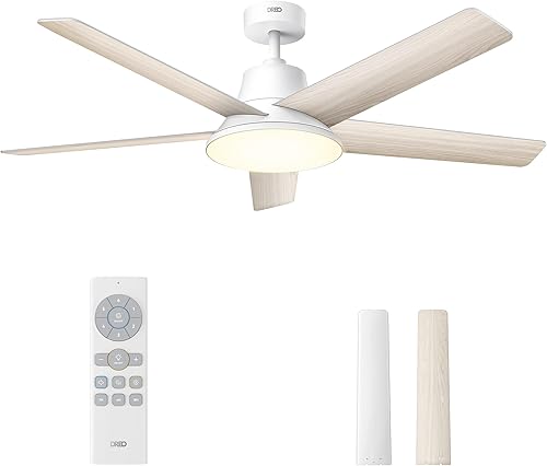 Miniatura 11 de Dreo Ventiladores de techo con luces, 52 pulgadas, 6 velocidades, LED regulable de 5 tonos de color, motor CC reversible silencioso, control remoto