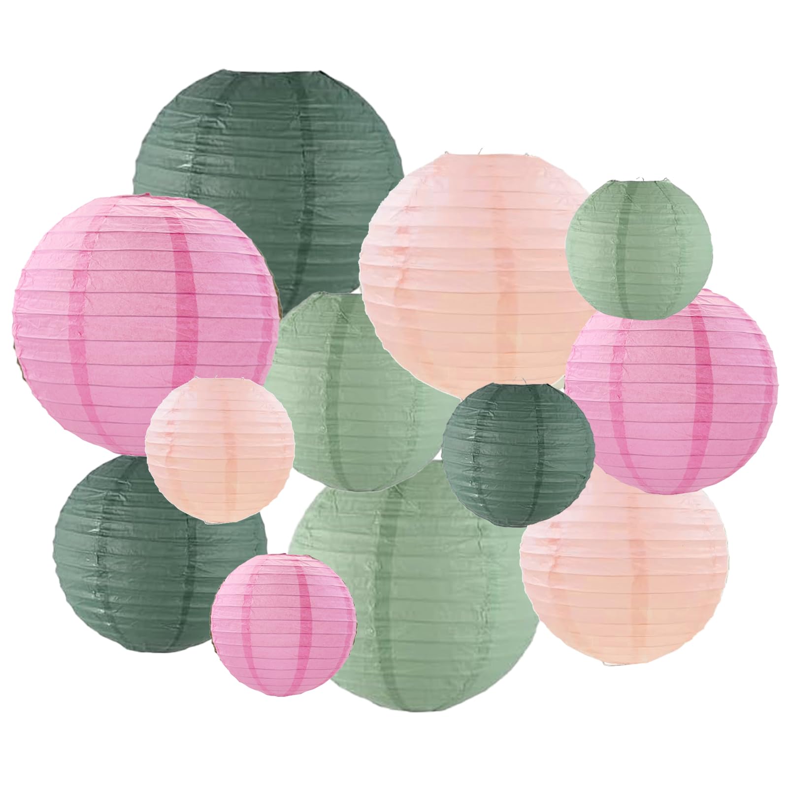 ZOOYOO Sage Green Pink Paper Lanterns