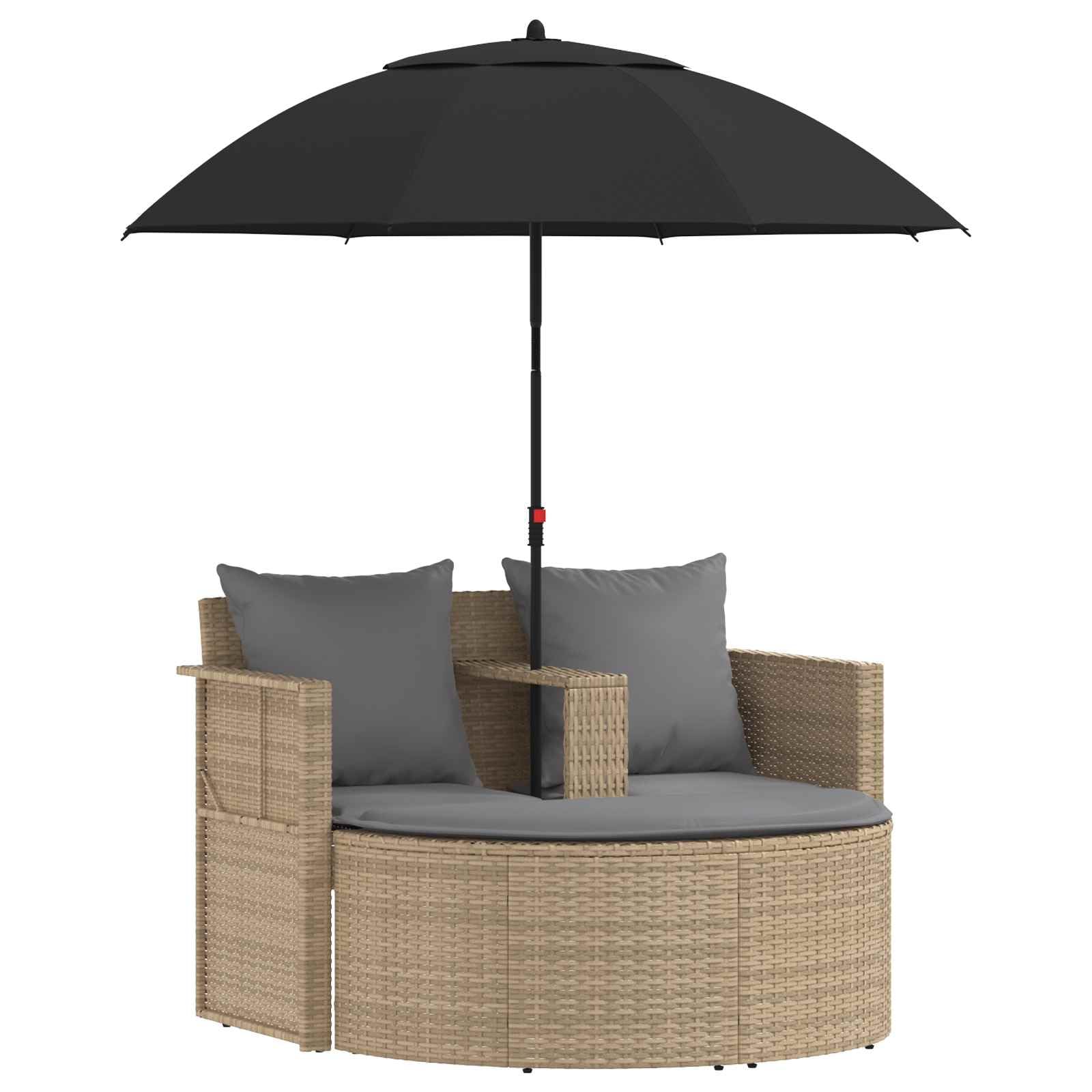vidaXL Garten-Sofa mit Kissen 8 pcs Beige und Hellgrau Poly-Rattan, Garten-Sofa, Robustes und wetterfestes Möbel für gemütliches Entspannen, moderner Sitzplatz im Freien