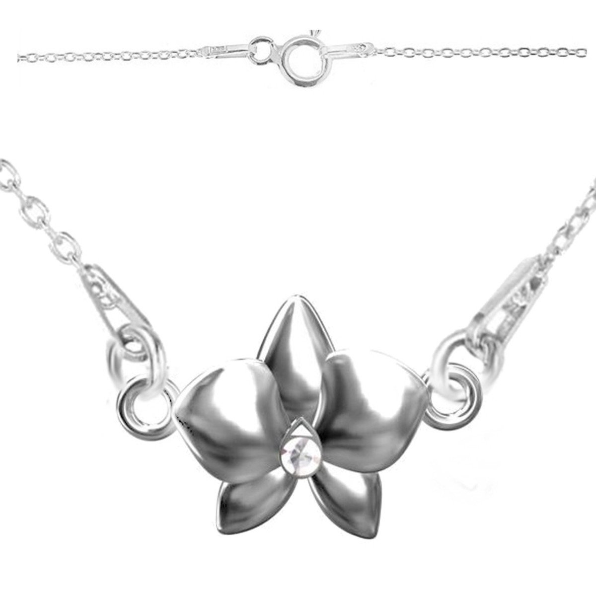FASHIONS FOREVER® 925 Sterling Silver Exotic Orchid Necklace Pendant, Handmade In UK
