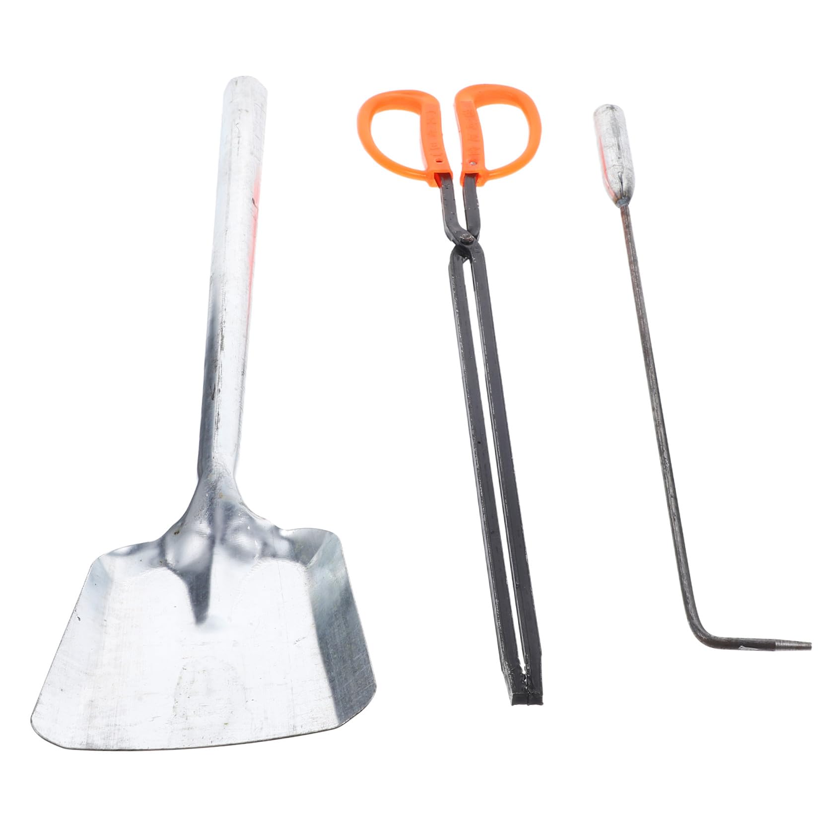GLEAVI Set Attrezzi per Caminetto 3 Pezzi Pala in Ferro, Attizzatoio e Gancio Antincendio Ergonomici per Uso Domestico e Giardino, Accessori Invernali per Riscaldamento e Caminetti