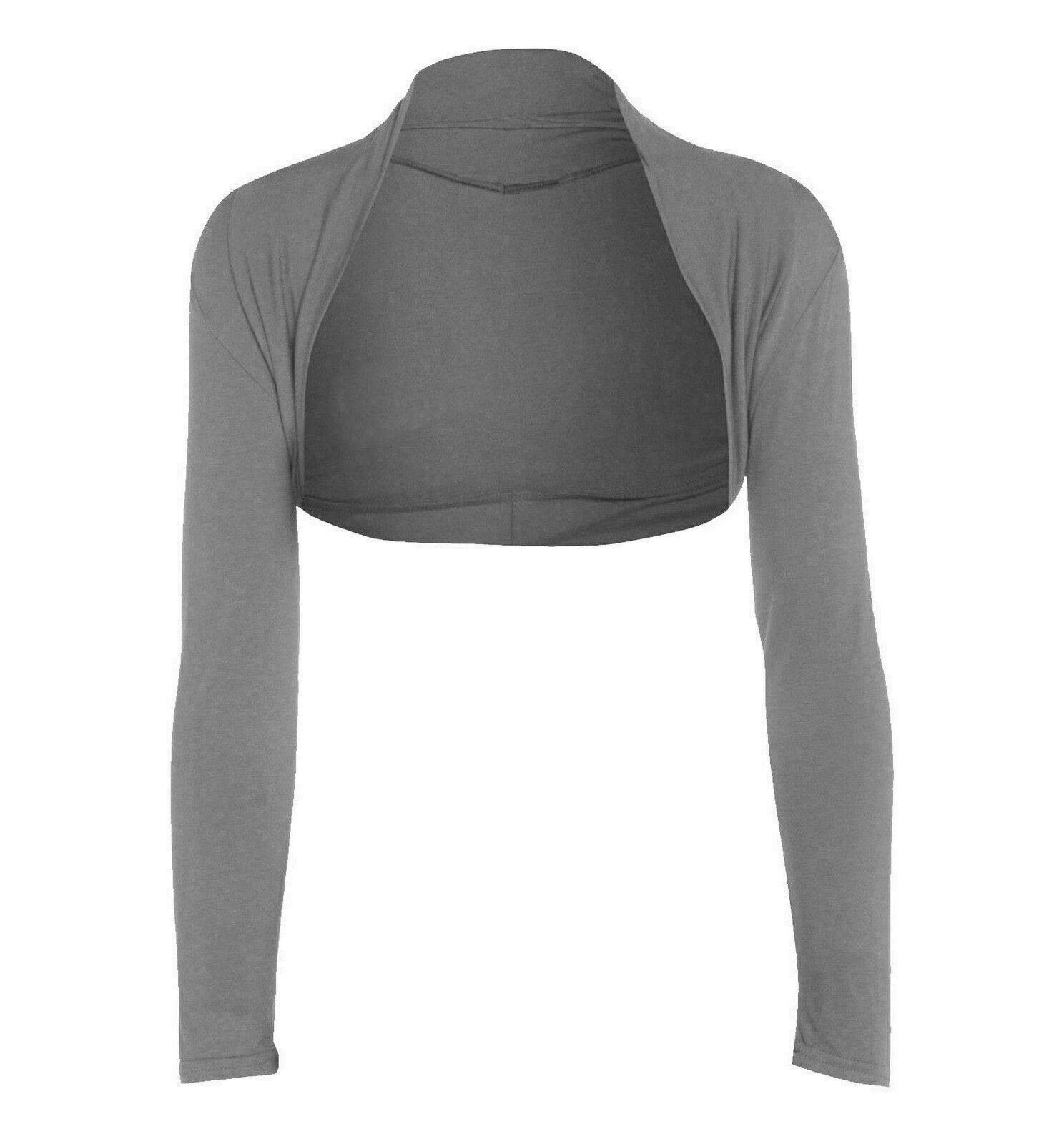 Fairy Trendz Ltd Women's Grey Bolero Shrug - Long Sleeves Open Front Cropped Cardigan Blazer ( Uk 16-18)