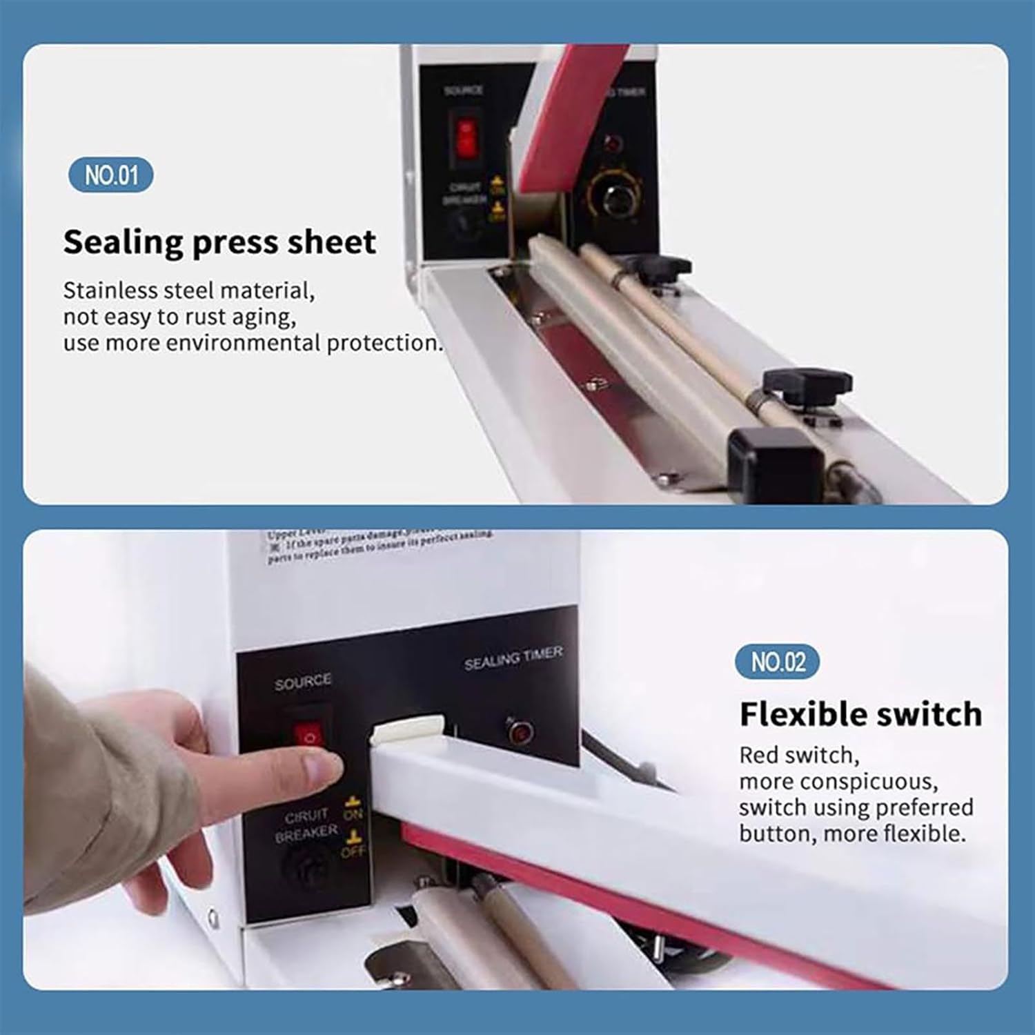 Máquina eléctrica de sellado de bolsas, sellador de prensa térmica portátil, ancho de sellado de 8 mm, 8 ajustes de temperatura, ideal para bolsas de papel de aluminio y mylar, kraft y