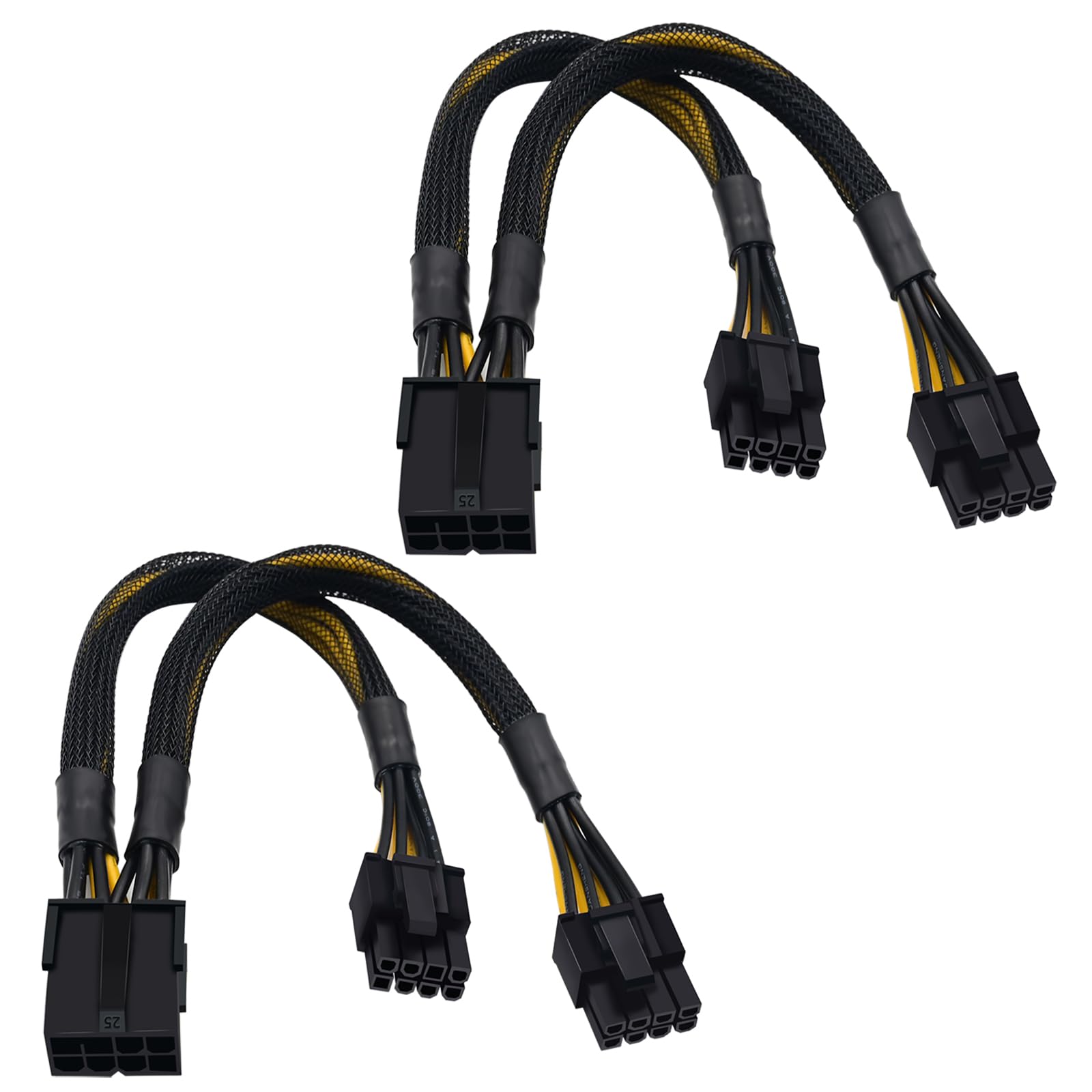 COMeap (2-Pack) 8 Pin PCIe Splitter Cable, GPU VGA PCIe 8 Pin Female to Dual 8 Pin (6+2) Male PCI Express Power Adapter Braided Extension 9 inches (23cm)