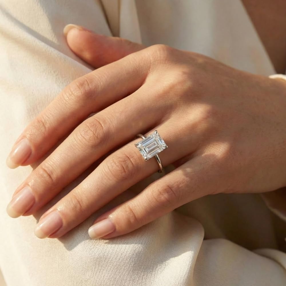 P3 POMPEII3 Pompeii Certified 4Ct Emerald Cut Solitaire Diamond Engagement Ring Lab Grown 14k - Size 6.5 (H,VS)