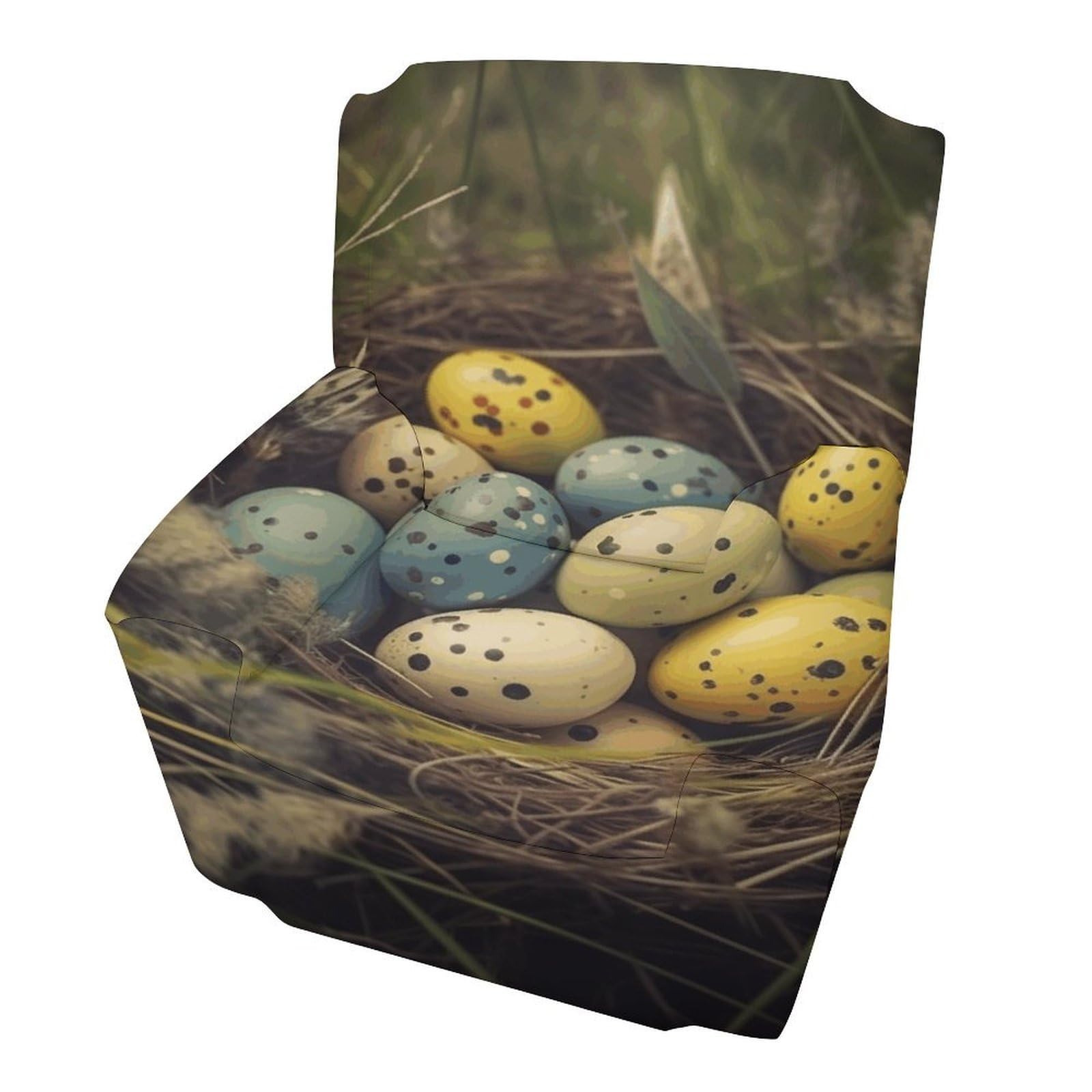 Fodpand Style Eggs In Grass Nest Sofa Cover Soft 1 Seater Sofa Slipcover For Pets Washable,Couch Cover With Elastic Straps Furniture Protector