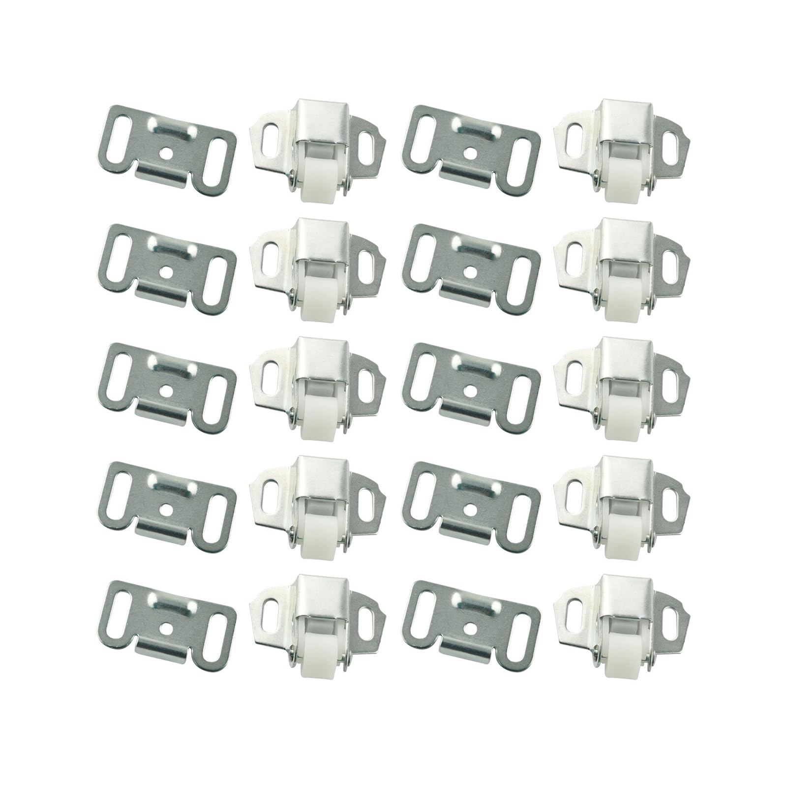 Fentency White Zinc 10Pcs Cabinet Door Roller Switches Clip Replacement Wardrobe Fixed Latches Furniture Hardware Accessories Low Foot Cabinet Door Buckle