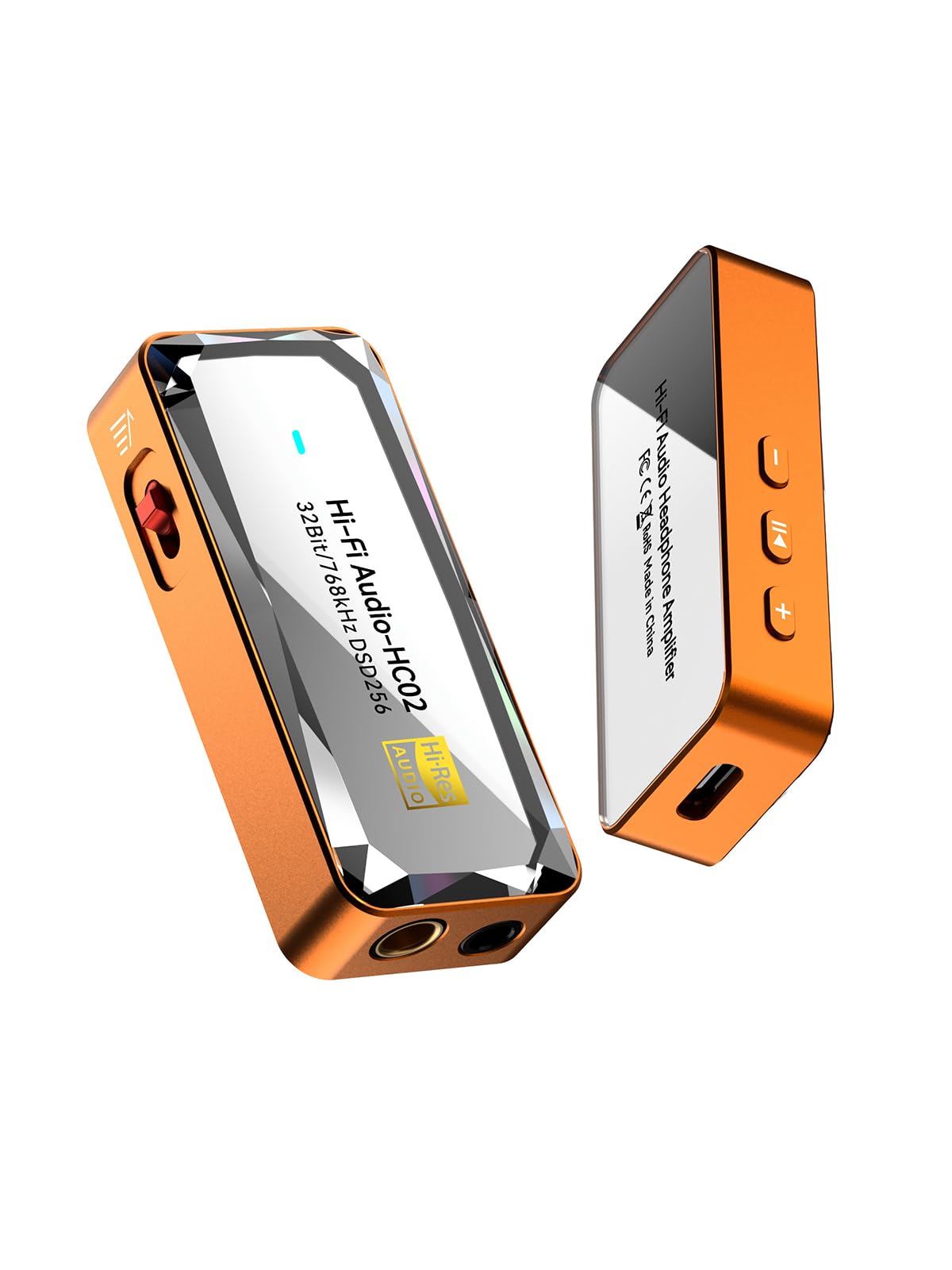 DAC USB C Ampli Casque, Dongle DAC Portable CS43198, Sorties 3,5 mm et 4,4 mm, Hi-Res 32 bits/768 kHz, DSD256, Carte Son Externe pour IEM, Smartphone, Tablette et PC, Orange