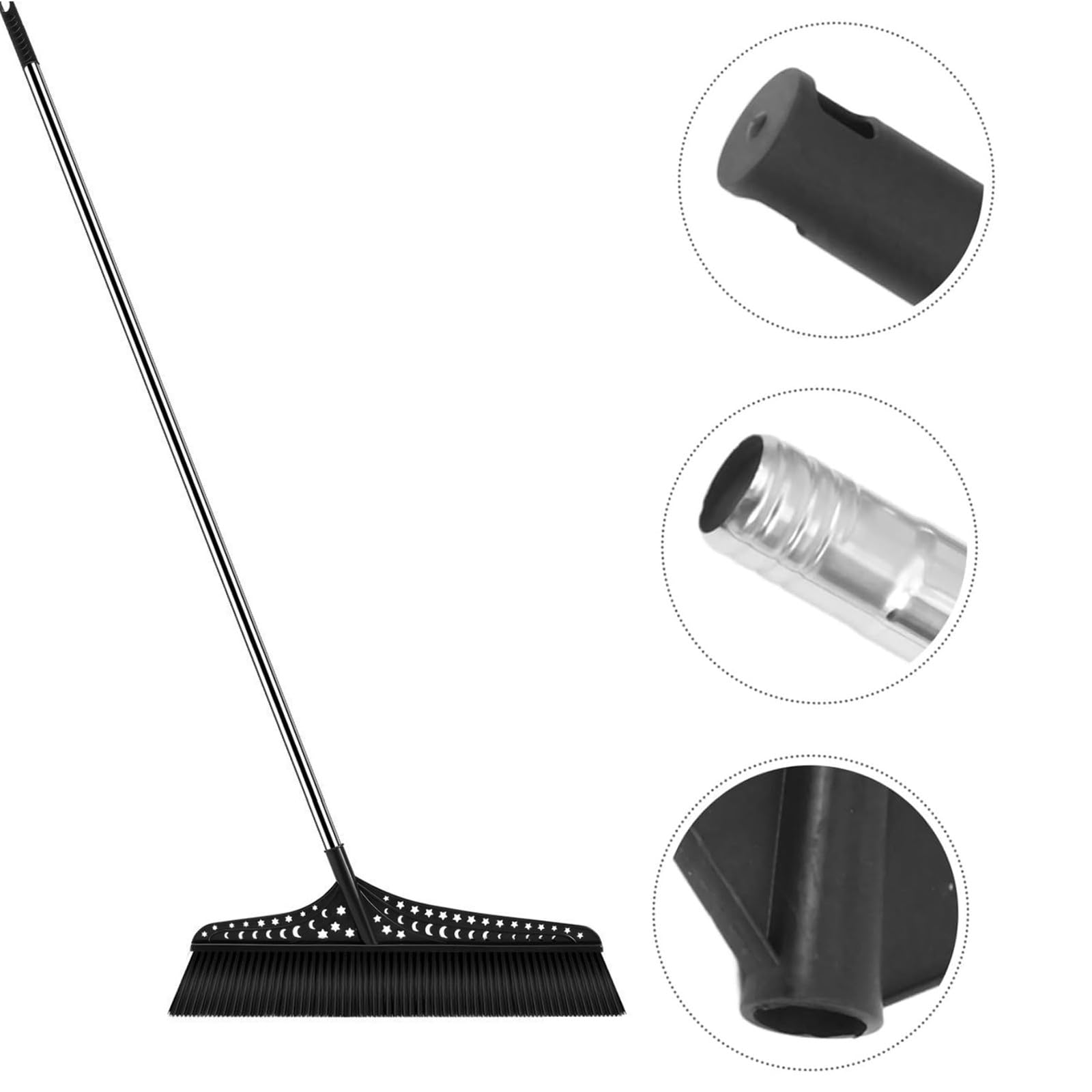 Scopa per interni, scopa angolare con setole dure e manico resistente, scopa a spinta per esterni resistente per pavimenti da cucina e garage(Black,70cm)