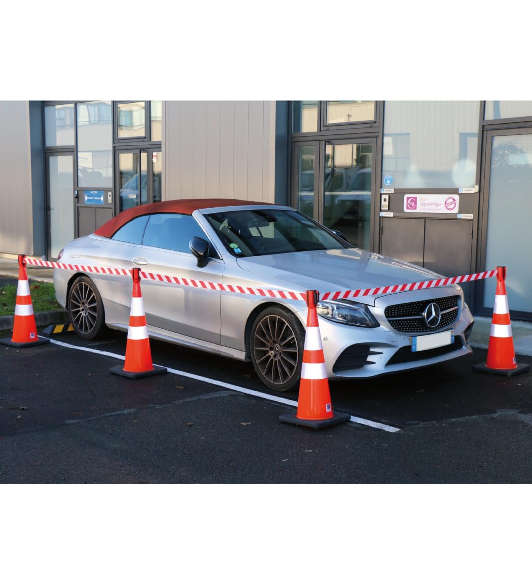 AUA SIGNALETIQUE - Cône De Signalisation Réfléchissant Classe 2 - Hauteur 75 cm - Base Noire Lestée 3,2 Kg - Cône de sécurité Chantier K5A (1)