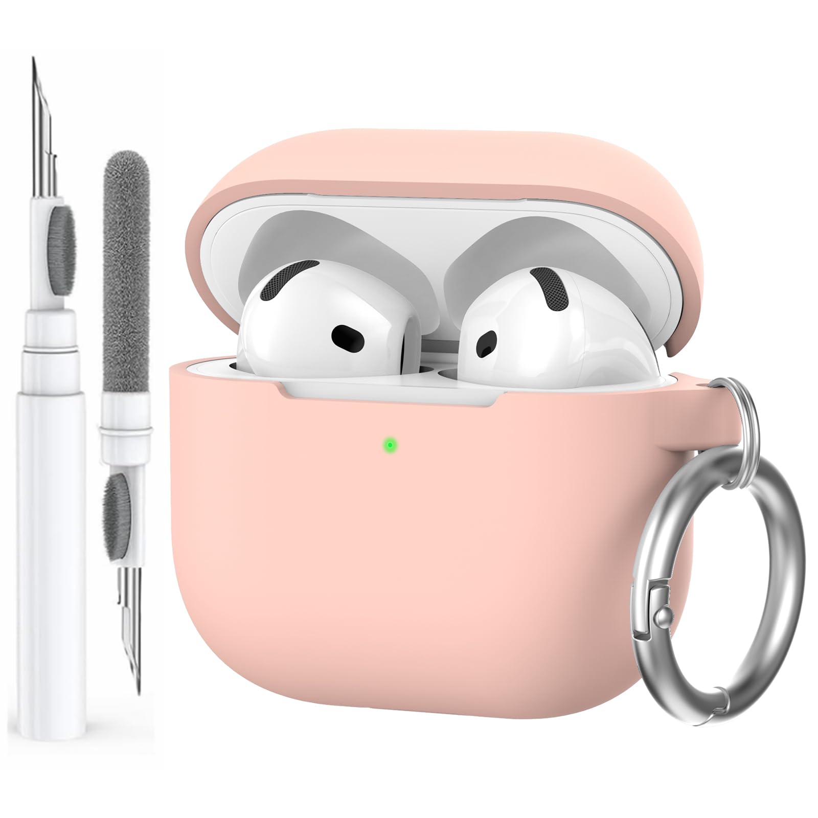 AhaStyle AirPods 4 Case Cover (2024) with Cleaning Kit, Soft Silicone Shockproof Cover Skin for Apple AirPods 4, Support USB-C & Wireless Charging