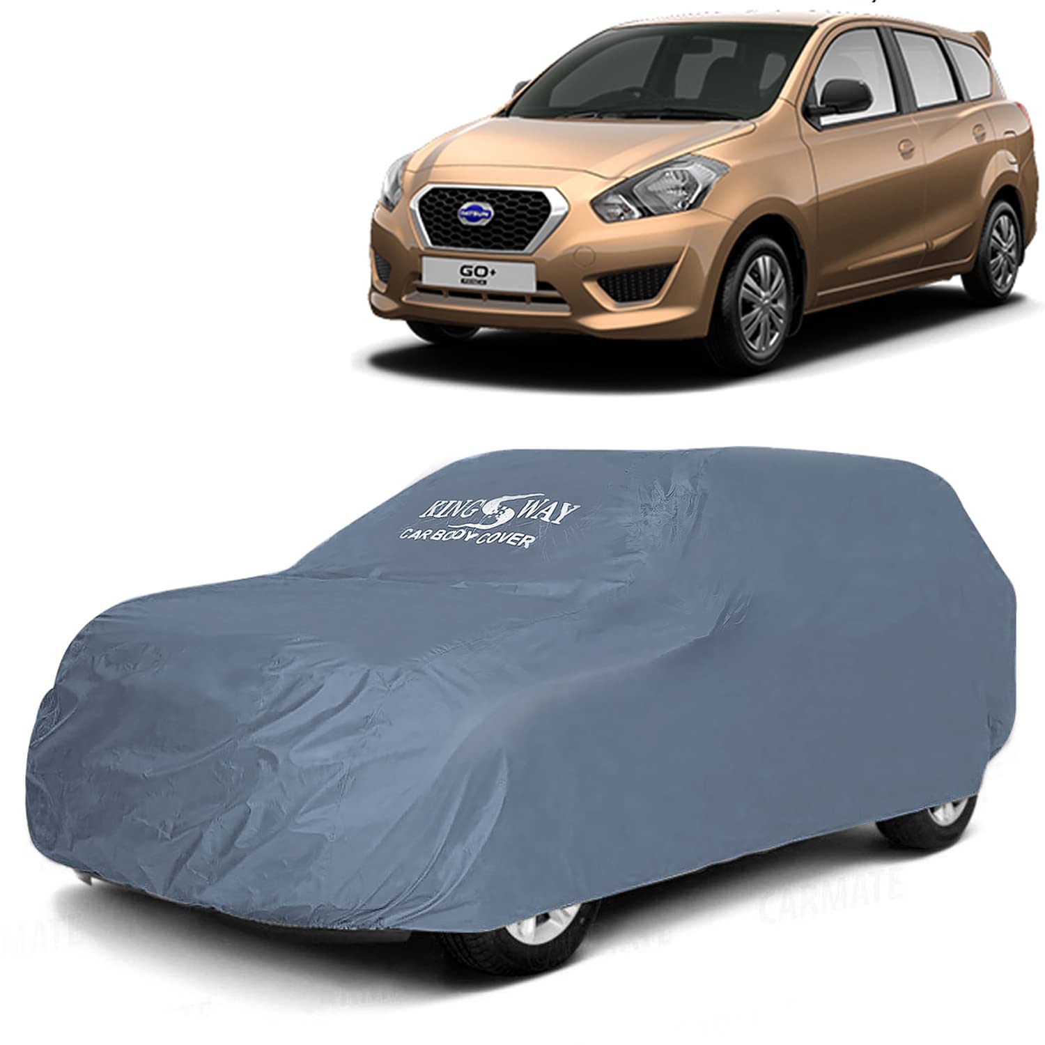 KINGSWAY® Go Plus Car Body Cover Dustproof for (Year 2015 to 2020) All Model, Compatible with Datsun Go Plus Car Cover, Comes with Bird Droppings, Scratch, UV and Paint Protection, Grey Matty