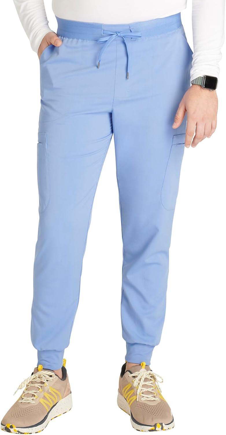 Cherokee Men's Mid Rise Jogger Scrub Pants with 5 Pockets and Elastic Waistband CK132A