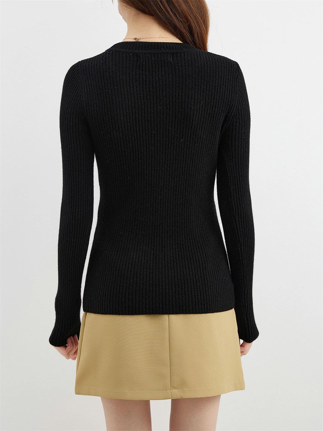 Maglione da donna a collo alto in lana lavorato a maglia a maniche lunghe caldo top