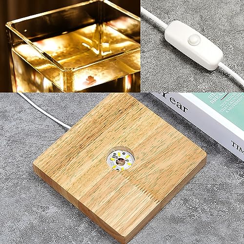 Image of SARUFO 0.81Gallon Fish Tank Kit Desk Aquarium Set Small Glass for Kids Beginner Square Betta Fish Bowl with Wooden Base LED Light Water Pump Accessories Self-Cleaning Filter Copyright Patent