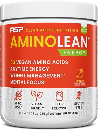 Miniatura 10 de RSP Vegan AminoLean  Completamente natural para antes del entrenamiento con BCAA Vegano amino energía todo-en-uno gestión de peso recuperación y