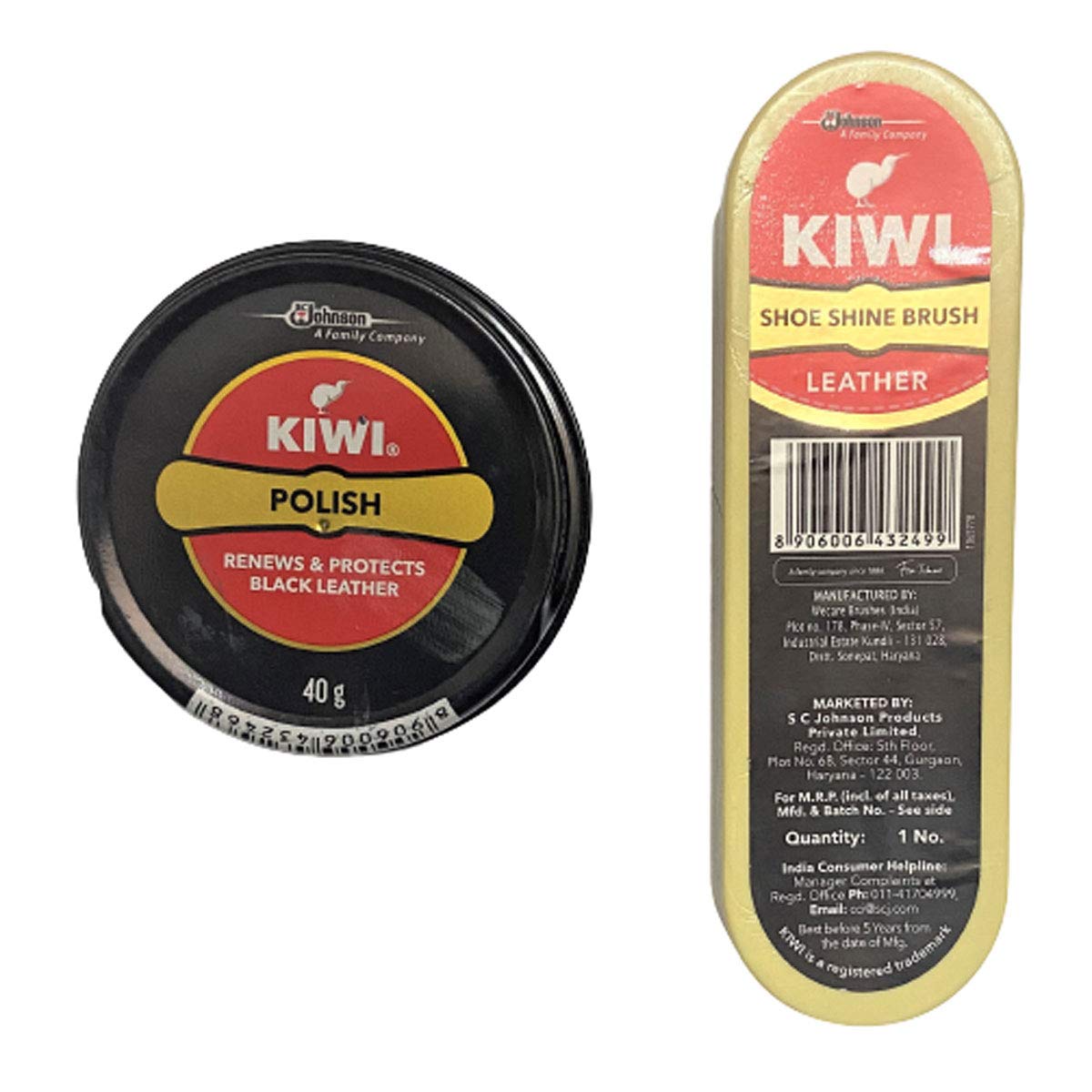 Kiwi Shoe Polish Paste Black 0.2 fl oz with Kiwi Leather Shine Brush
