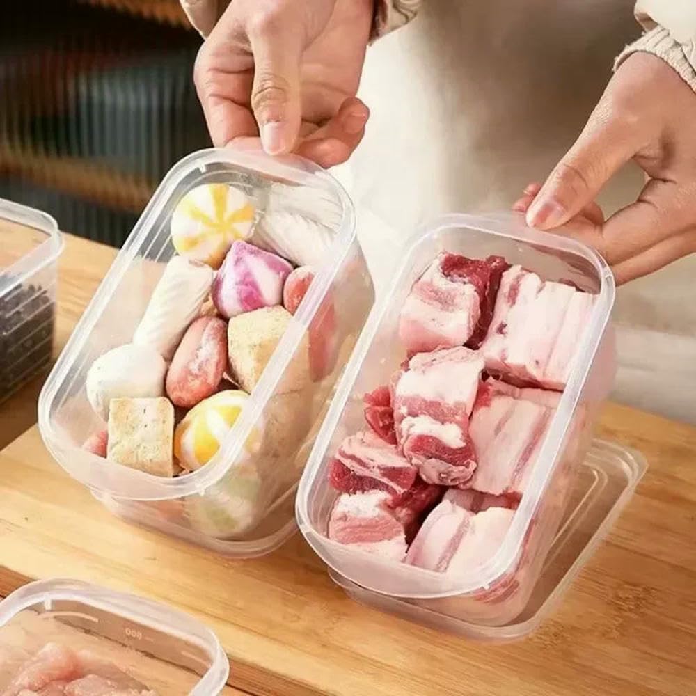 1/10PCS Refrigerador Congelador Caja de Carne Cajas de conservación de Alimentos Contenedor de Almacenamiento de Verduras Frescas con Tapa Contenedor de Alimentos para Verduras