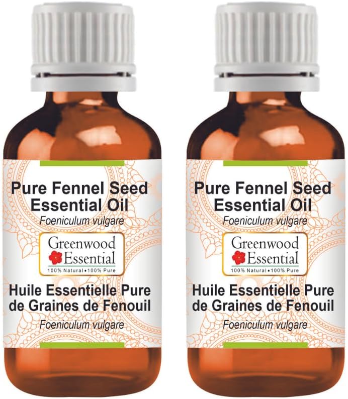 Greenwood Essential Fennel Seed Essential Oil (Foeniculum vulgare) - Steam Distilled, 2 x 100ml