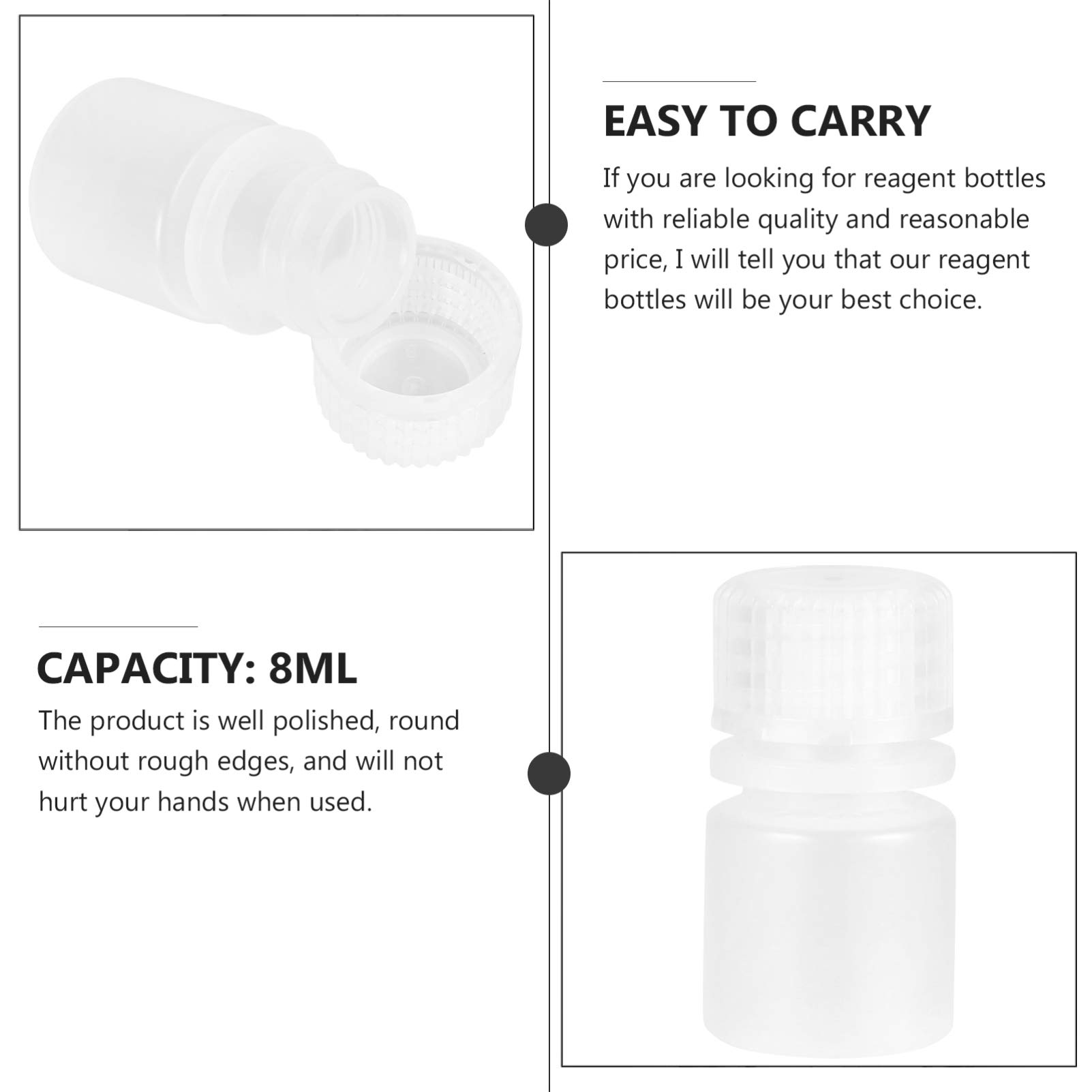 FUNOMOCYA 20pcs Reagent Bottle Sample Bottle Chemical Reagent Container Storage Bottles Clear Container Wide Mouth Bottle Reagent Containers with Lid Pill Containers Dredge Bottles Plastic
