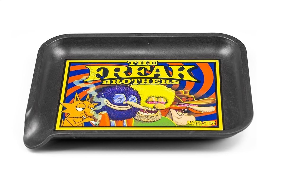 Santa Cruz Shredder Freak Brothers Black Tray - Smooth Rounded Edges, Spout for Easy Filling - Durable Design for Effortless Experience - Small