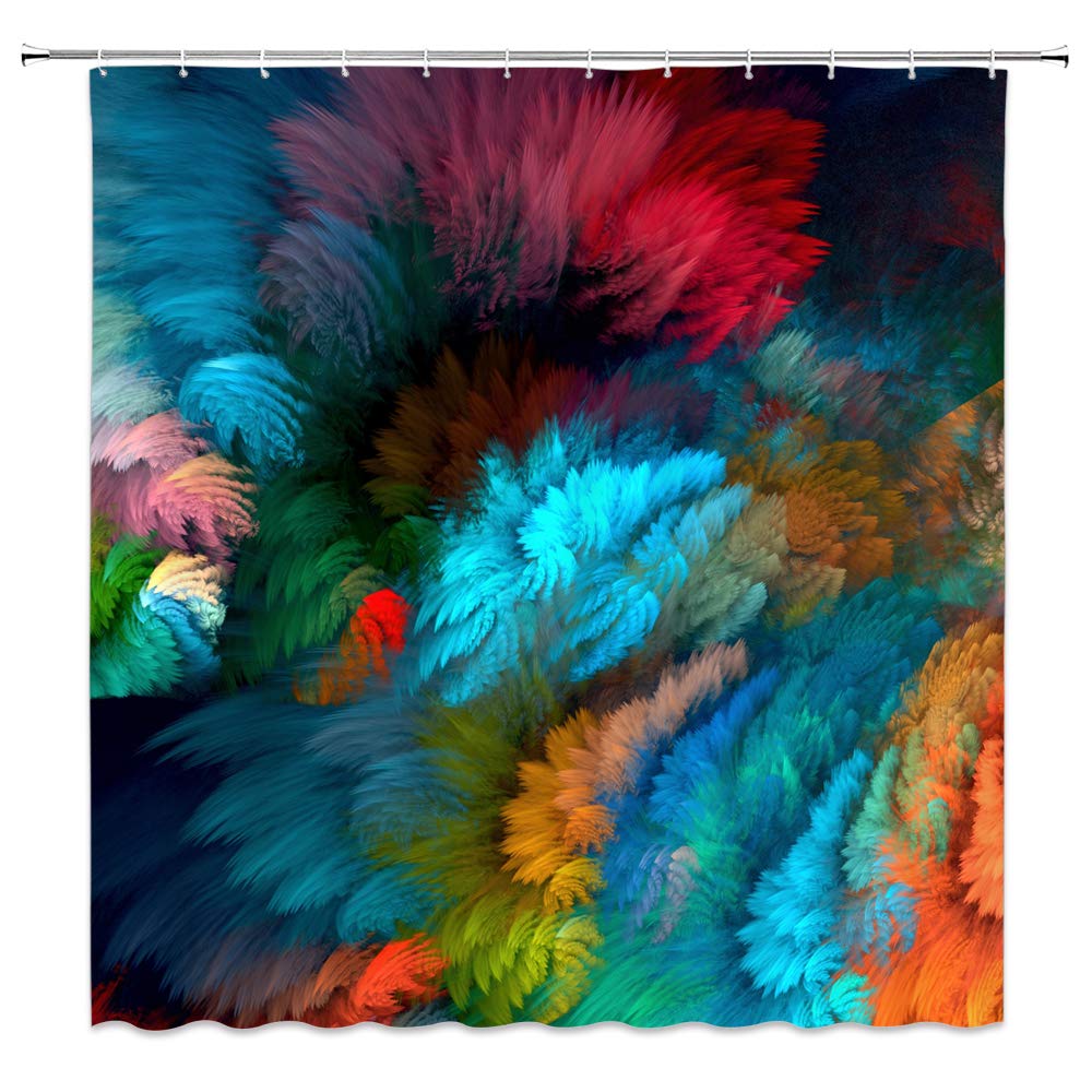 AMHNF Colorful Shower Curtain Art Decor Beautiful Watercolor Abstract Bathroom Curtain Decor Machine Washable 70x70Inches