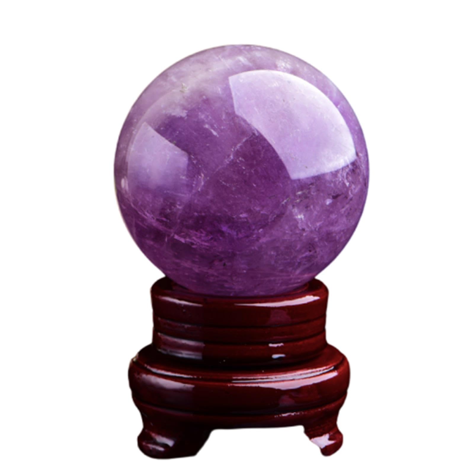 ICXLPMC Amethyst Quartz Crystal Ball Gemstone with Base Stone Sphere Ornament for Divination Feng Shui Home Decor,110mm