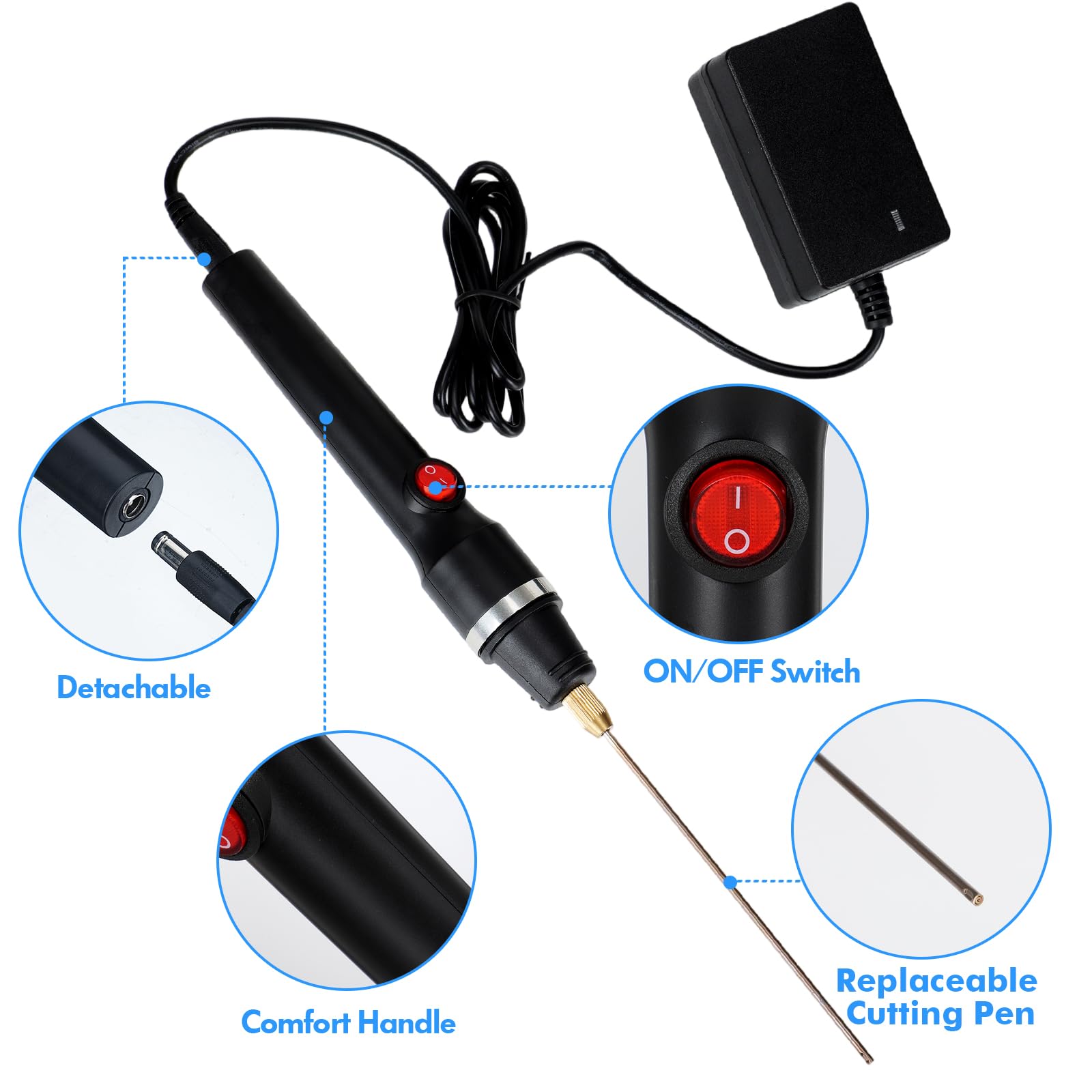 Coupeur de Mousse Électrique 4-en-1 Fil Chaud Découpe Polystyrène Avec Alimentation Électrique Commutée Pour Polystyrène et Mousse Spongieuse Projets de Bricolage, 100-240V
