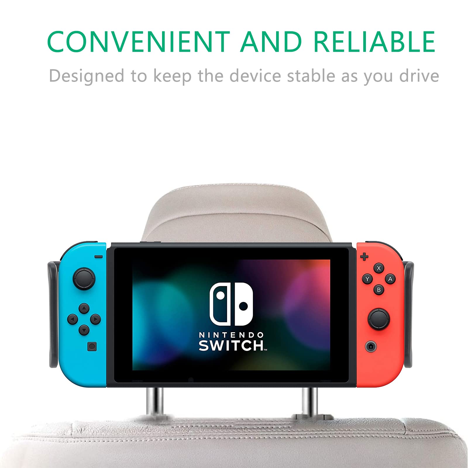 GEEKRIA Supporto per Poggiatesta per Auto Accessori da Gioco Compatibile con Nintendo Switch/Switch OLED/Switch Lite/Cellulare o Altri Dispositivi da 5,5-10,5", Rotazione a 180° Regolabile (Nero)
