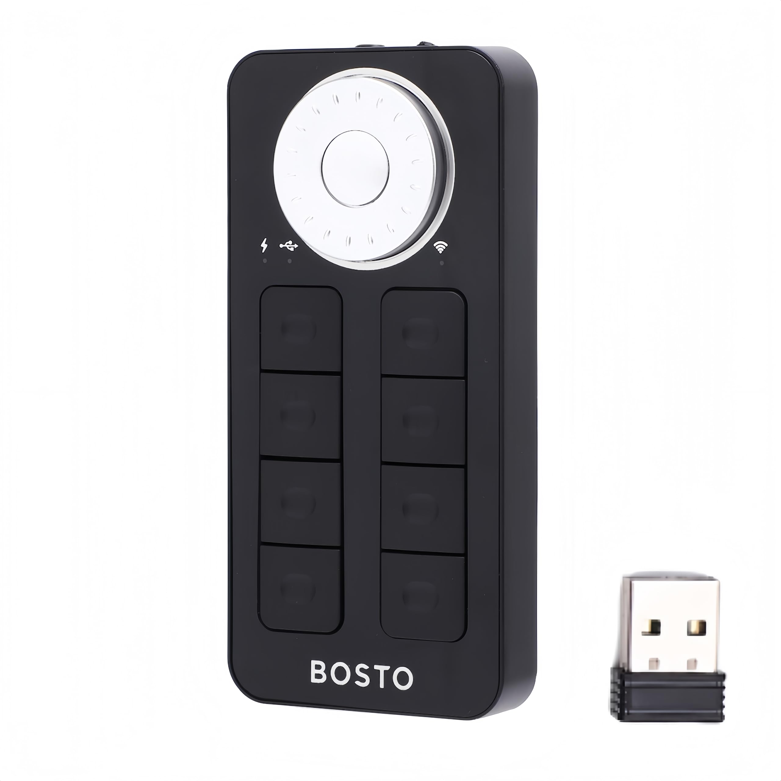 PUSOKEI Tastatur mit 8 Tasten und Wählrad, Programmierbare -Bluetooth-Tastatur mit Kabellosen Tastenkombinationen für Zeichentabletts, OLED-Display, 2,4 G WLAN und USB-C-Kabel