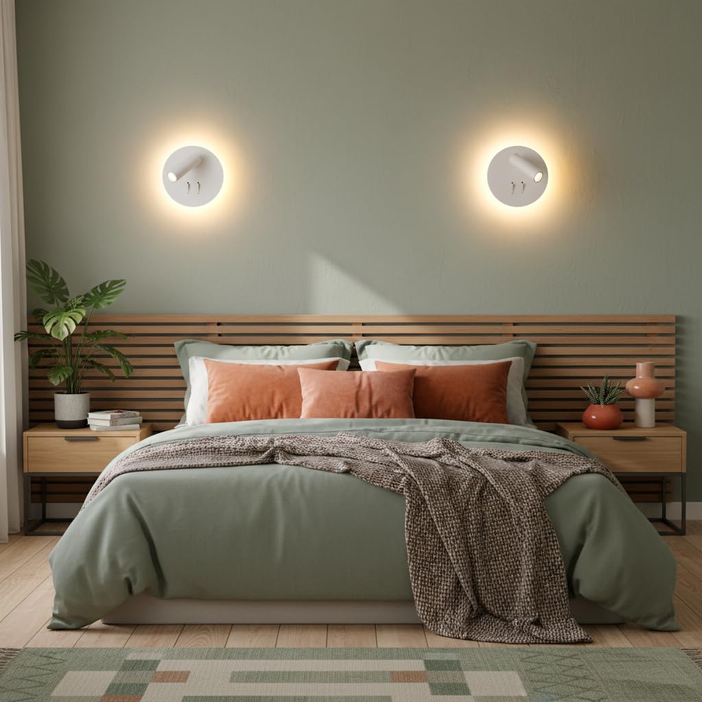 Barcelona LED Applique da Parete - Faretto Orientabile 3W + Illuminazione Perimetrale 6W, Luce Bianco Caldo, Design Moderno in Alluminio,Applique da Interno per Soggiorno, Camera da Letto, Bagno