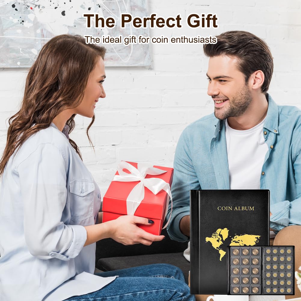 Album Collezione Monete €1 €2 200 Tasche COLLECTOR Album Monete Medie - Per €1, €2, £1, £2 E