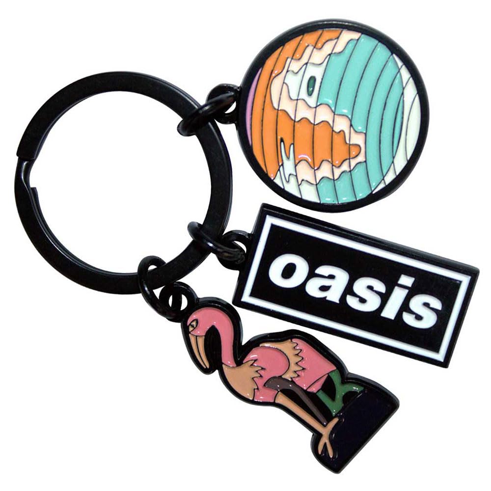 공식 라이선스 제품 ROCK OFF) OASIS 밴드 로고 참 키체인 키체인 사이즈 원 사이즈 블랙 프리 사이즈-Freehip.co.kr