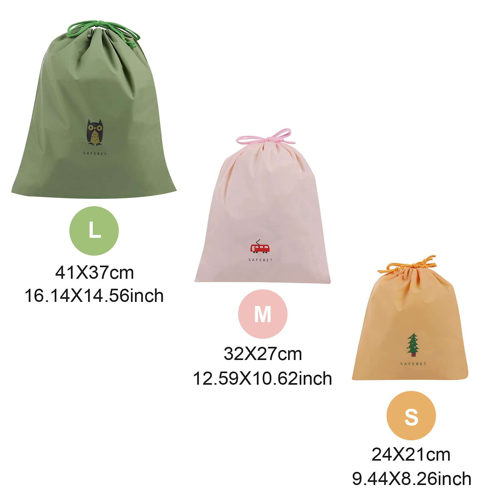 8 Pezzi Sacchetti da Viaggio Impermeabili con Coulisse, Borsa Sportiva da Simpatico Cartone Animato, con Chiusura a Cordoncino per Articoli da Toeletta