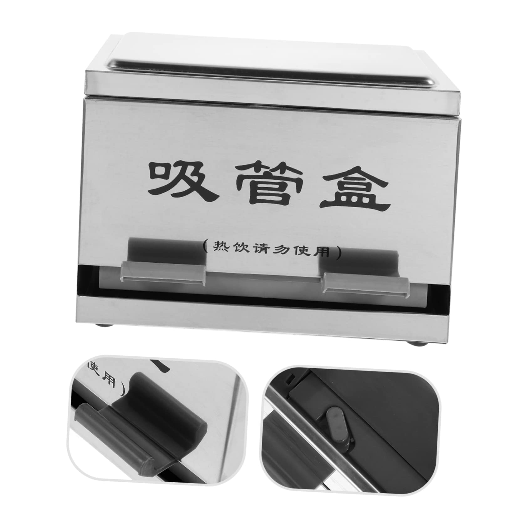 Cabilock Pressing Type Straw Dispenser Box Straw Holder for Restaurants Outlet Design Non Slip Base Compact Practical