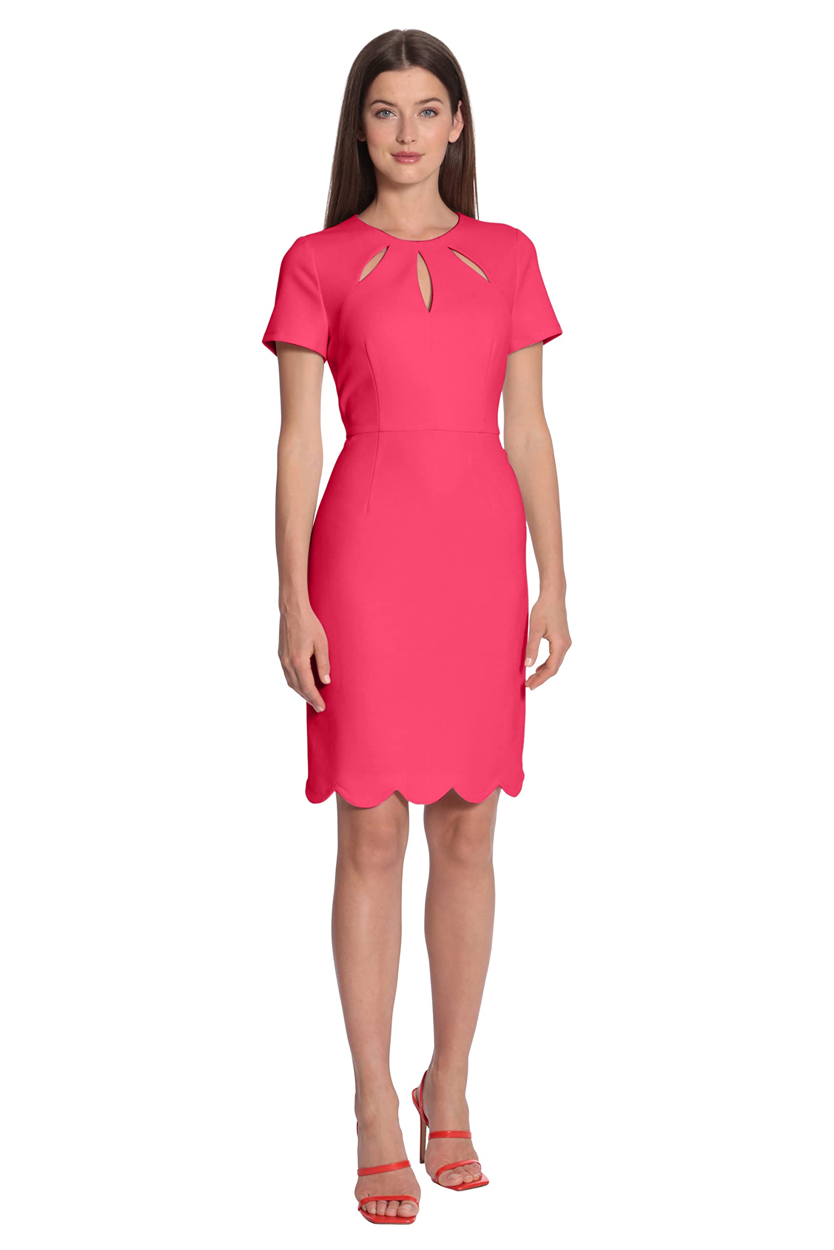 Maggy London Womens Keyhole Neck Scuba Crepe Sheath Dress