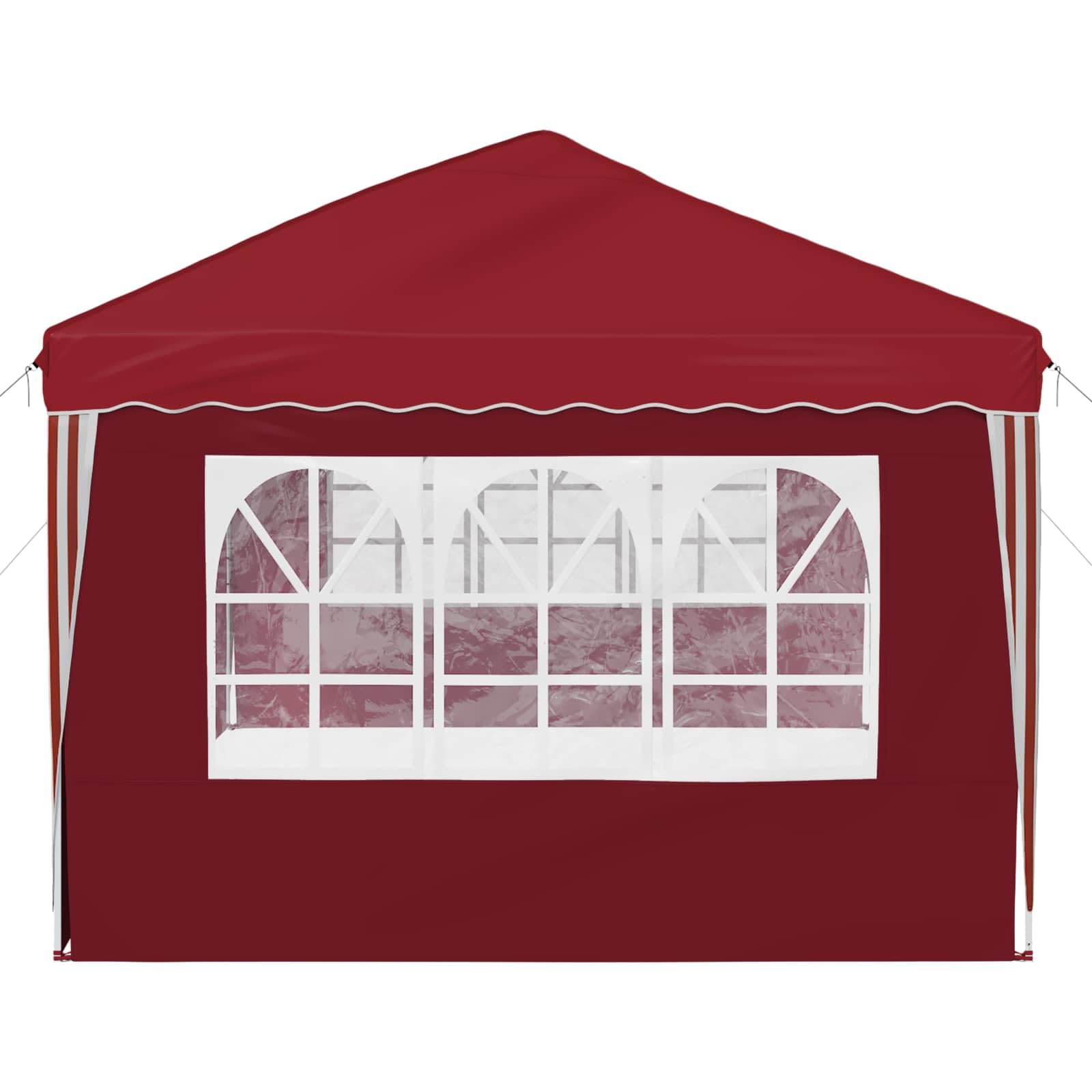 Pop-up namiot imprezowy bordowy o wymiarach 575 x 289 x 245 cm, składany namiot ogrodowy z 4 ściankami bocznymi, odporny na promieniowanie UV i warunki atmosferyczne, malowana proszkowo