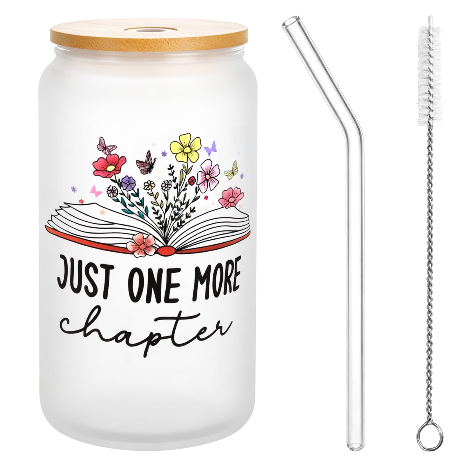 Regalo per gli amanti dei libri, 500 ml, tazza di vetro con coperchio e spazzola, per gli amanti dei libri, per i lettori, bibliotecari, compleanno